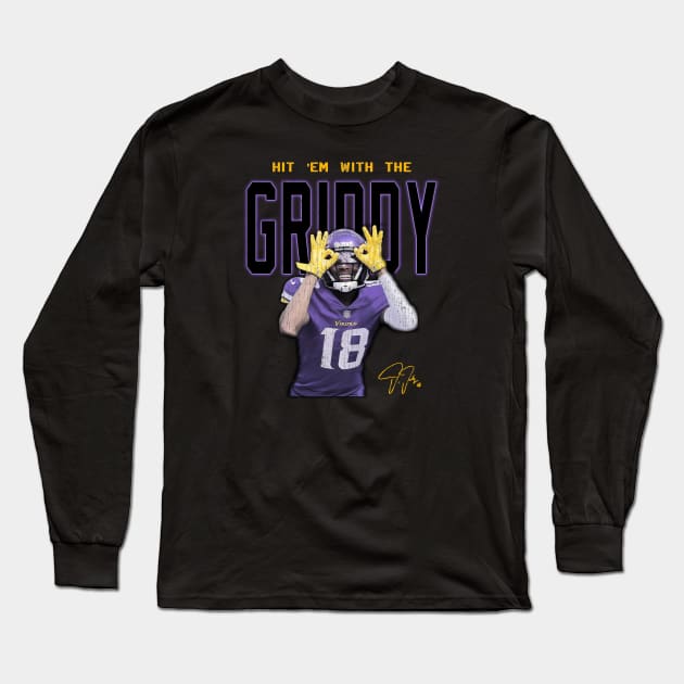 Justin Jefferson Griddy Long Sleeve T-Shirt by jancarsok